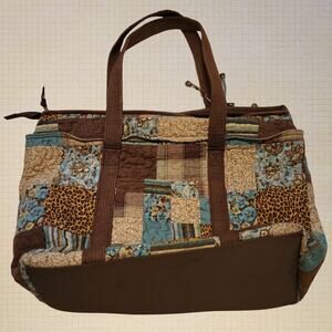 Quilted Donna Sharp Tote Bag Women's Large with Leopard Interior